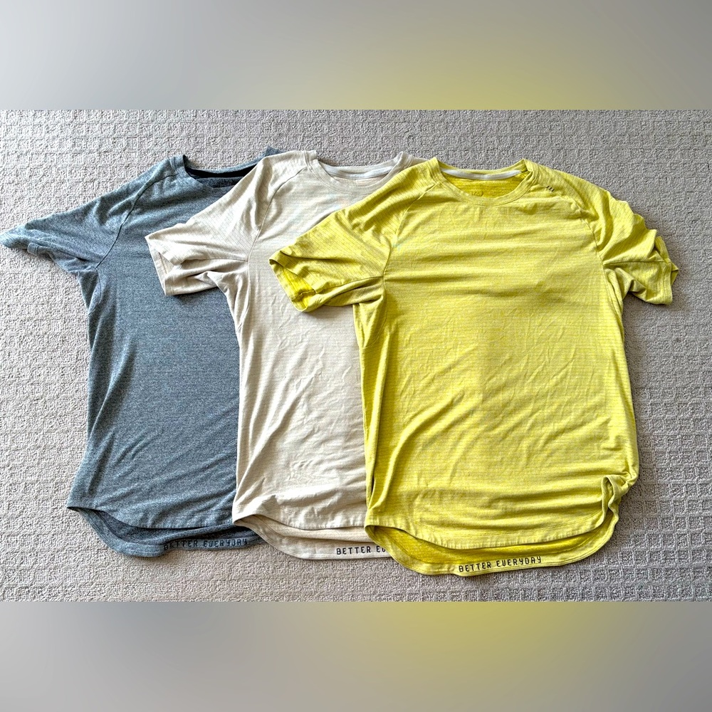 Lululemon Men’s Athletic Shirts Bundle Gray Cream and Yellow Size Large